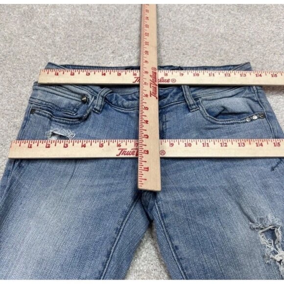 Fox Jeans Women’s Blue Distressed Straight Pockets Size 3 - Picture 2 of 11